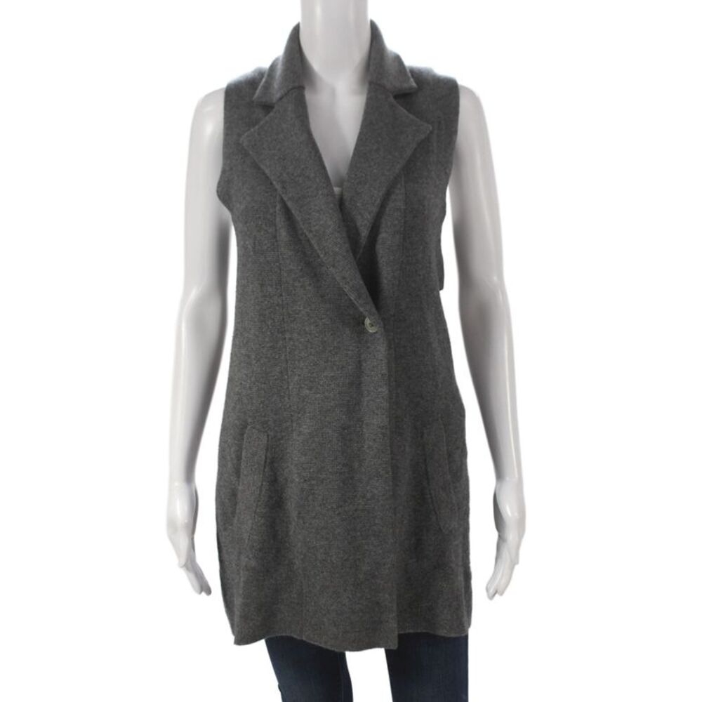 Autumn Cashmere Womens Overcoat Vest Gray Cashmere Sleeveless Size XS